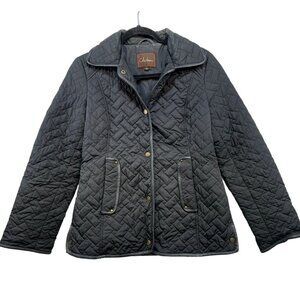 Cole Haan Womens Quilted Jacket Thermore Insulated Lamb Skin Trim Size S Black